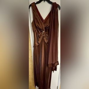 Mother of the groom dress with matching wrap, Brown, size 8